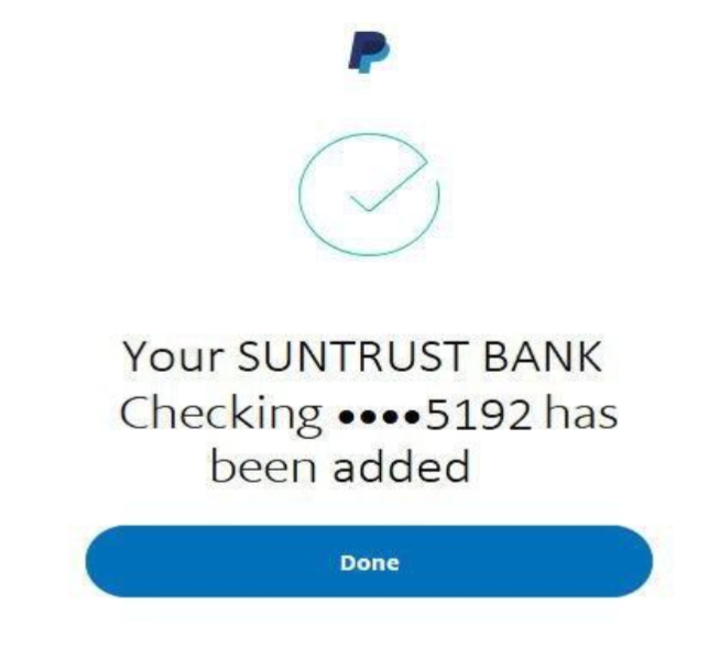 successful added bank to Paypal
